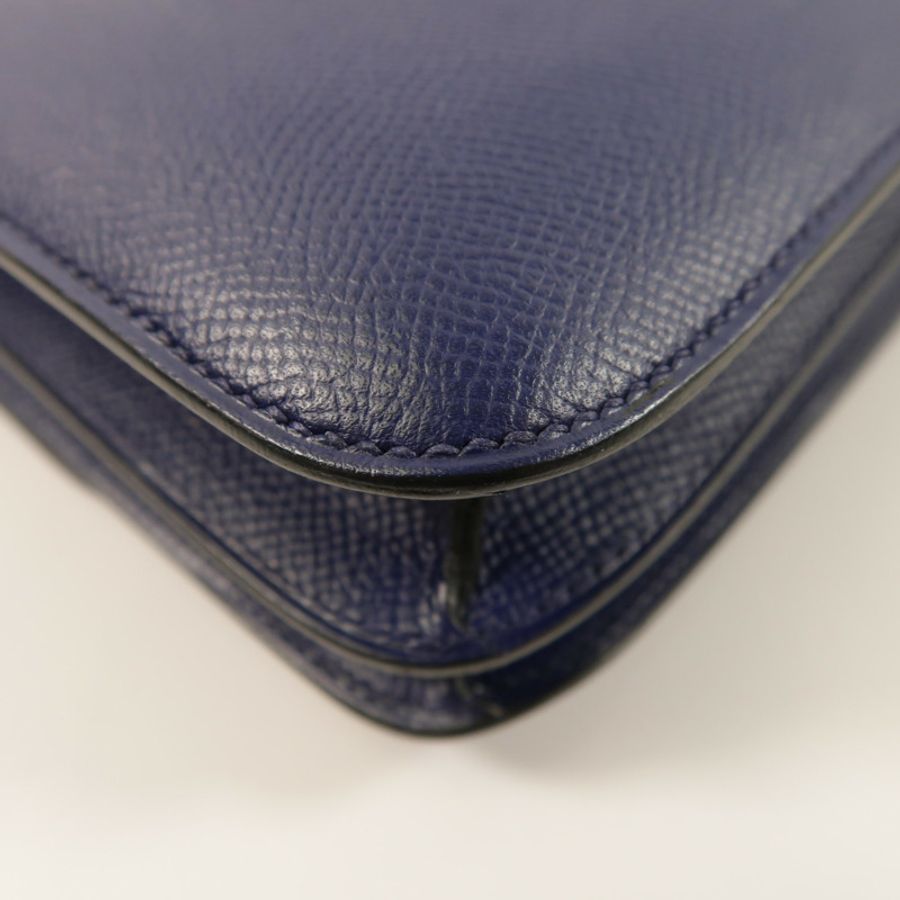 HERMES Epsom皮革Constance Elan肩背袋Bleu Saphir-14