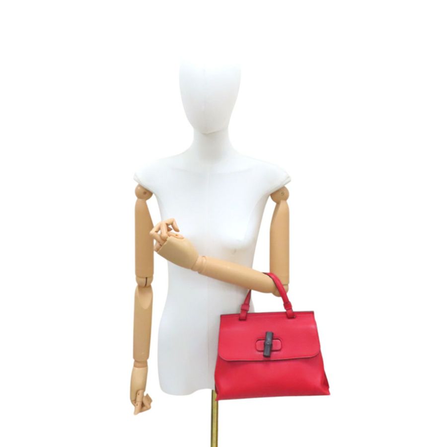 紅色 牛皮 Bamboo Daliy 兩用包【GUCCI 古馳】 370831-10