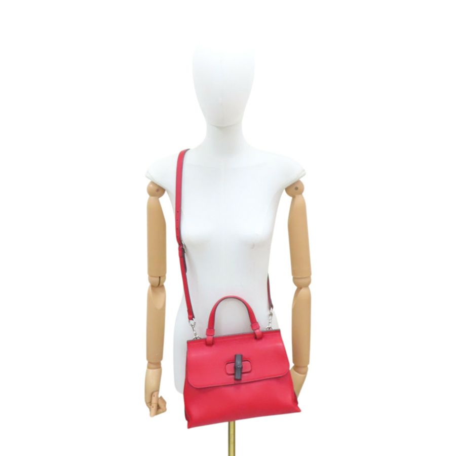 紅色 牛皮 Bamboo Daliy 兩用包【GUCCI 古馳】 370831-11