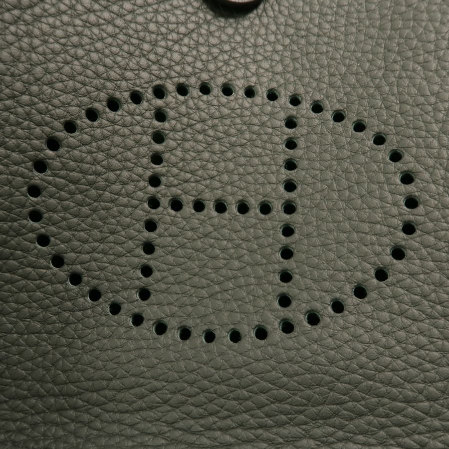HERMES Clemence皮革Evelyne TPM銀扣肩背袋Vert Fonce-8