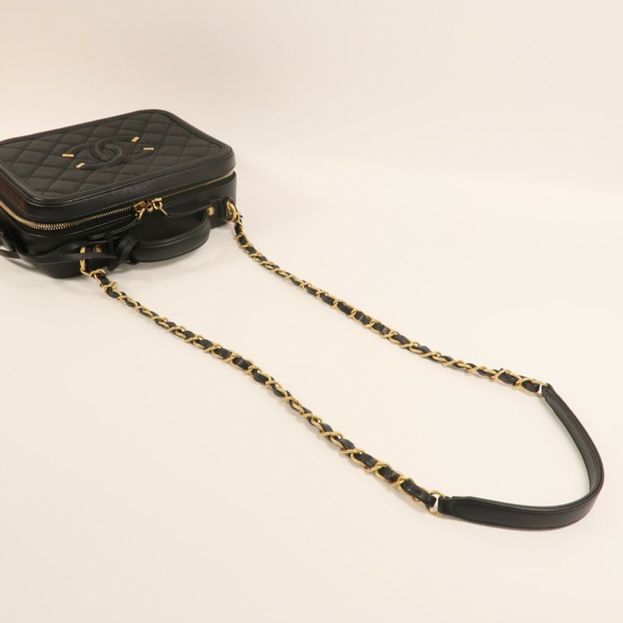 CHANEL 牛皮皮革Vanity Case金扣手挽肩背兩用袋-7
