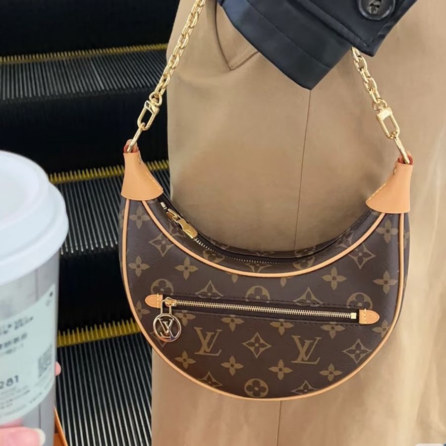 #LOUIS VUITTON路易威登老花LOOP芯片款月亮包🐞附肩帶-37