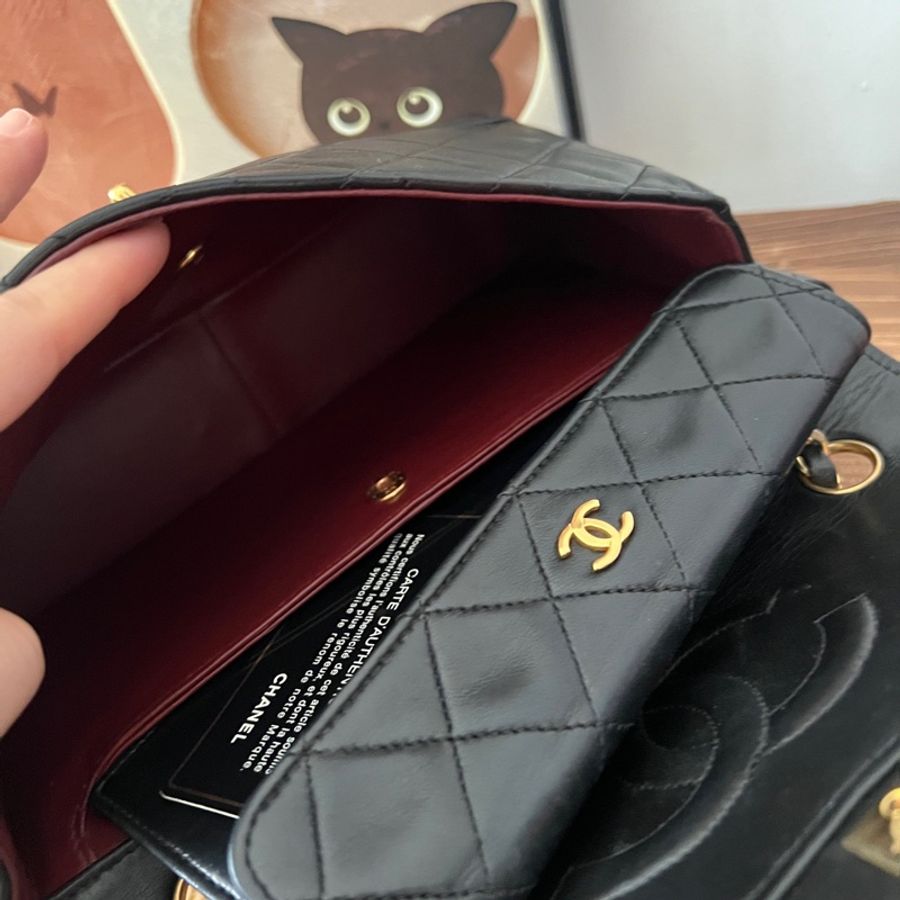 ✨Chanel vintage 黑金子母黛妃包有保卡🖤-10