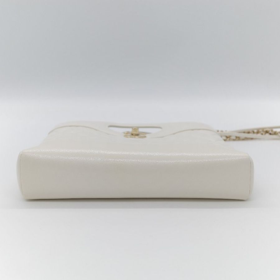 Chanel 香奈兒 31Bag Mini 22cm 白雪公主 奶白色 油蠟皮 晶片款 淺金扣 手提包 斜挎包 兩用包-8