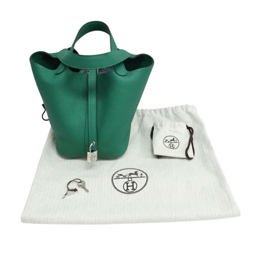 絲絨綠 Togo牛皮 Picotin Lock 18 手提包 Y刻 銀扣【HERMES 愛馬仕】 H056289CK-8