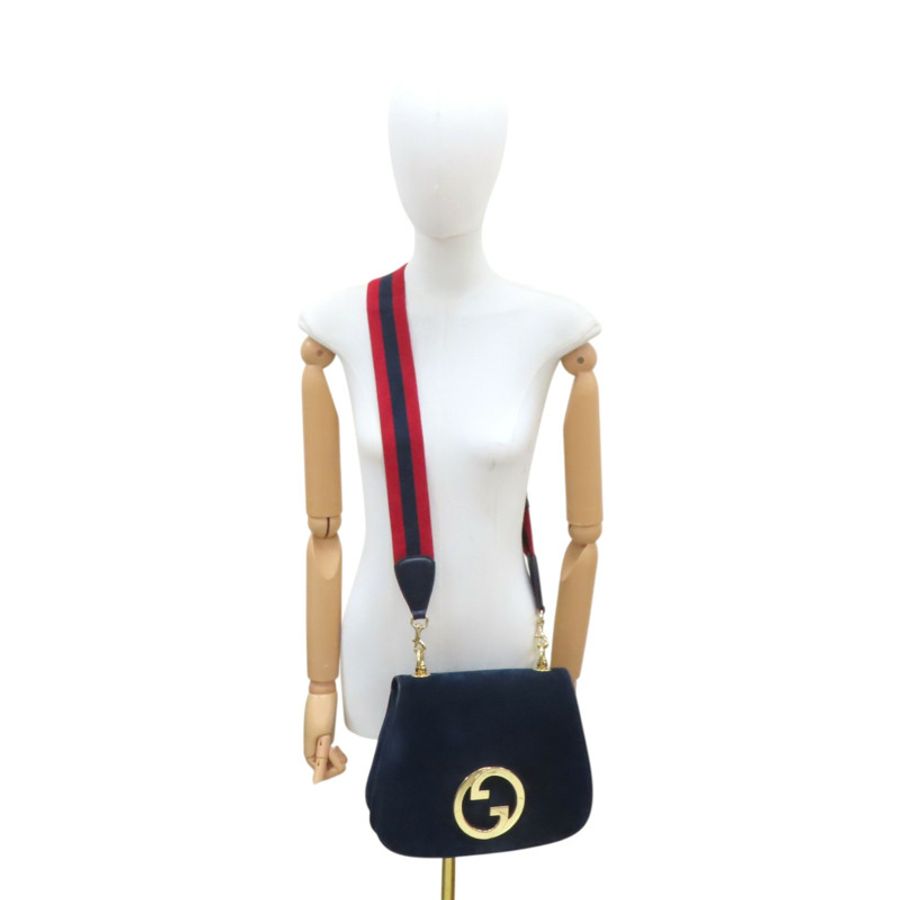 藍色 麂皮 GG Blondie 肩背包【GUCCI 古馳】 699210-13