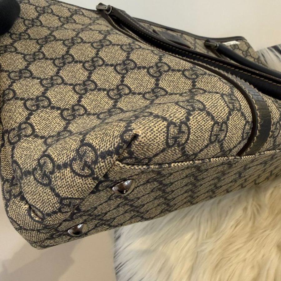 GUCCI 黑色老花托特包-7