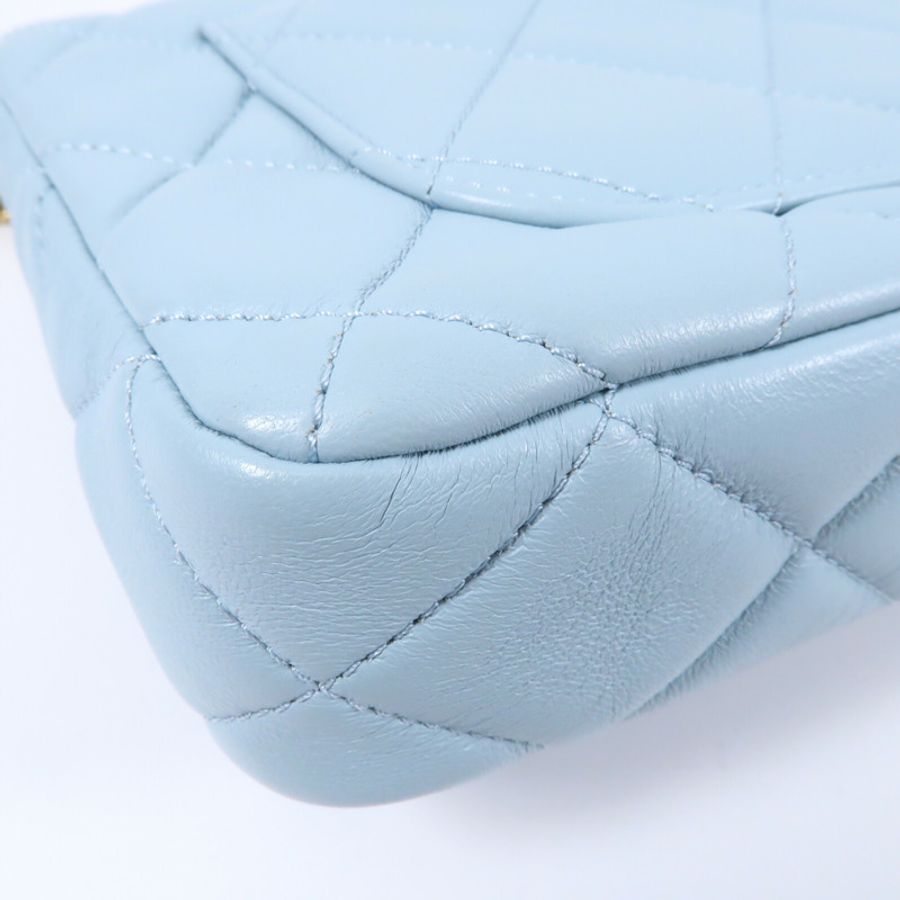 CHANEL 羊皮皮革CC Flat Bag 20鏈帶肩背袋-16
