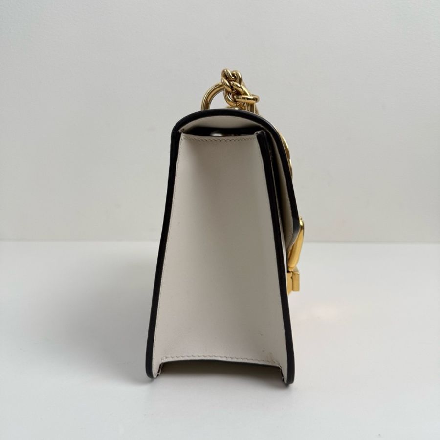 古馳/Gucci 白色手提斜挎包 金扣-3