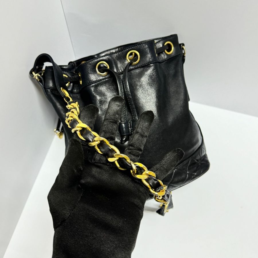 【極新🎁】 Chanel 黑金羊皮 水桶包 （專櫃223,000）-10