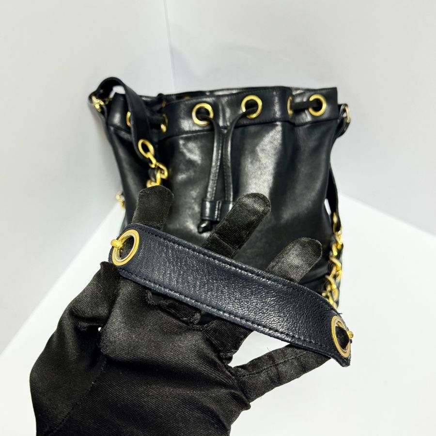 【極新🎁】 Chanel 黑金羊皮 水桶包 （專櫃223,000）-11