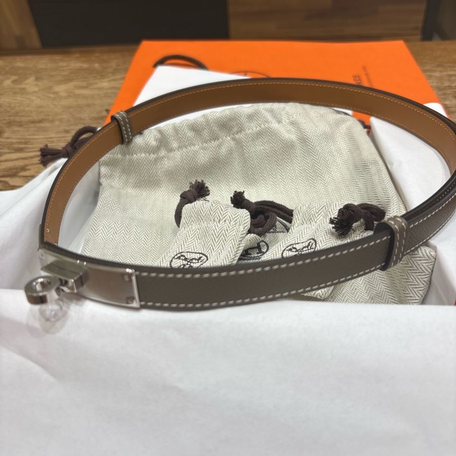 Hermes Kelly 18腰帶大象灰銀扣-1
