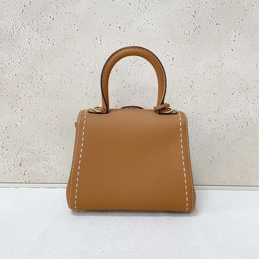 Delvaux mini brilliant 焦糖白線-1