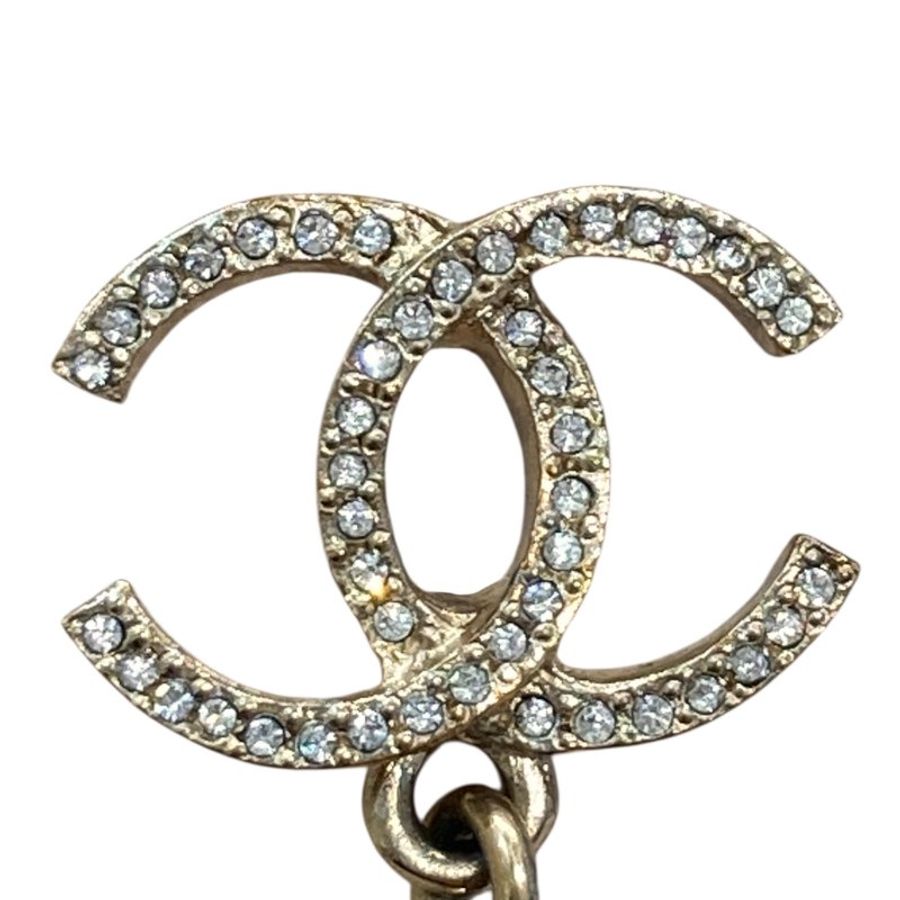 CHANEL 香奈兒 ARRIVAL CRYSTAL PEARL CC EARRINGS 山茶花流蘇水鑽珍珠耳針 合金-6