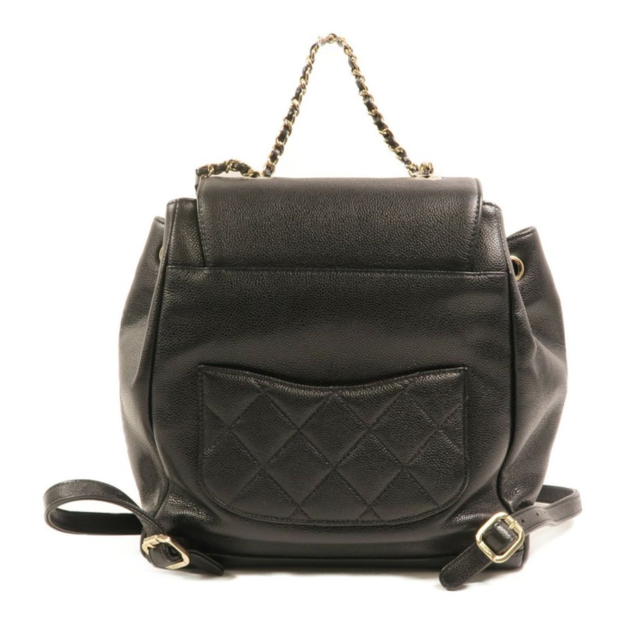 CHANEL 牛皮皮革Affinity Backpack金扣鏈帶背包-1