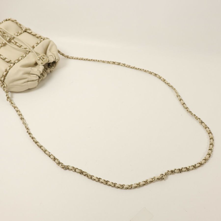 CHANEL 羊皮皮革Bucket Chain Bag鏈帶肩背袋-7