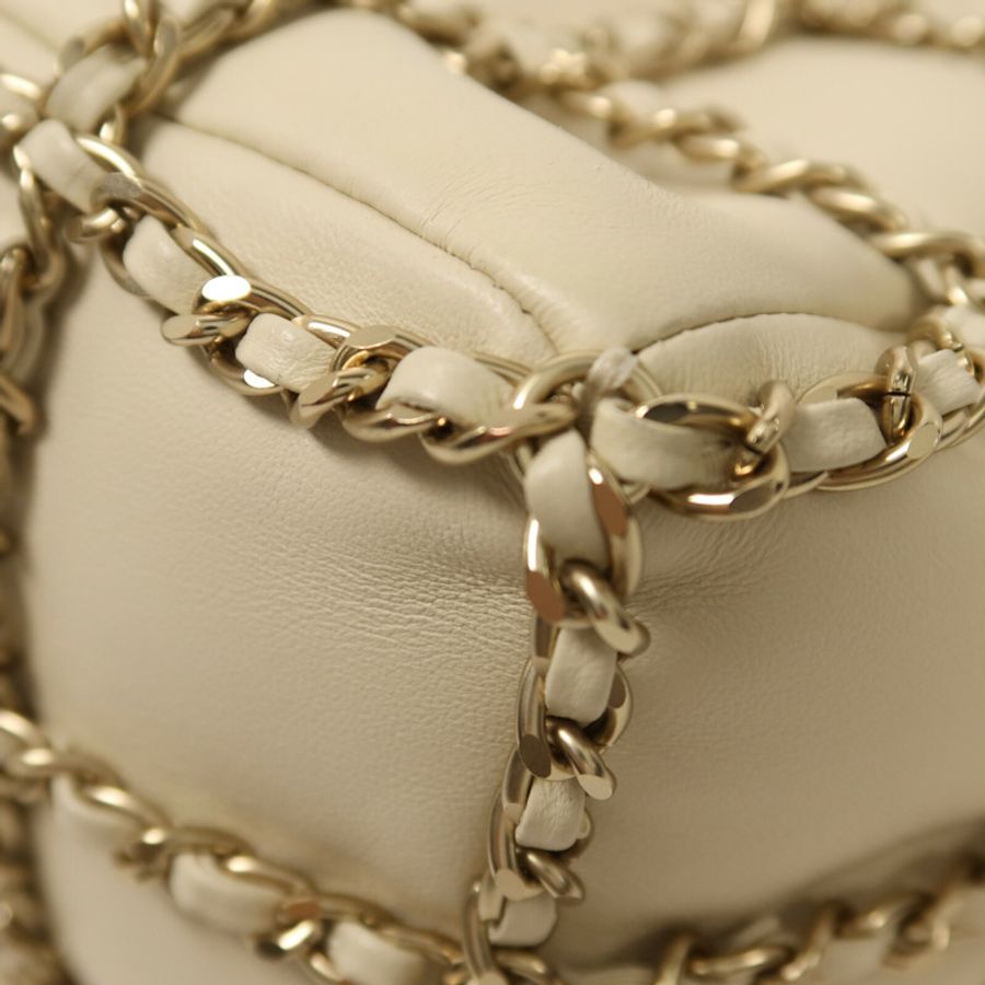 CHANEL 羊皮皮革Bucket Chain Bag鏈帶肩背袋-12