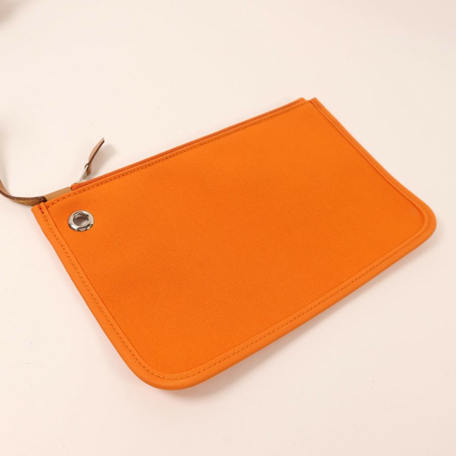 HERMES 帆布Herbag PM銀扣手挽肩背兩用袋Orange-12