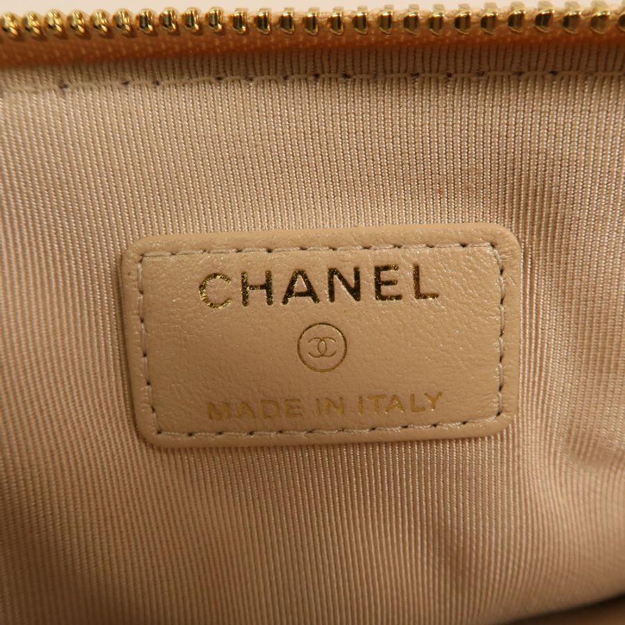 CHANEL 羊皮皮革Drawstring Double Zip Crossbody Bag金扣鏈帶肩背袋-5