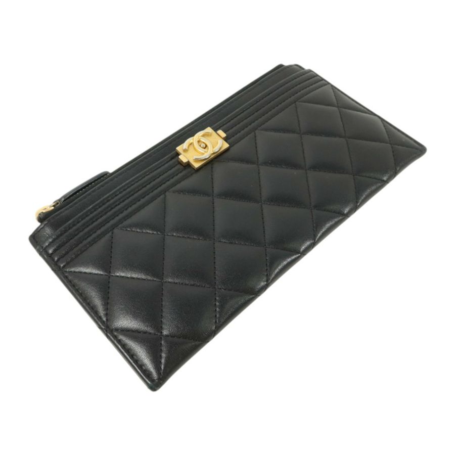 CHANEL 羊皮皮革Boy Chanel Zipper Long Wallet金扣長錢包-3