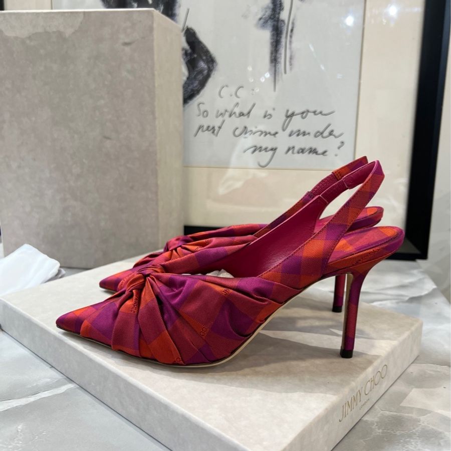 周仰傑Jimmy Choo 綢緞紐結蝴蝶結🎀尖頭高跟涼鞋 37.5碼-5