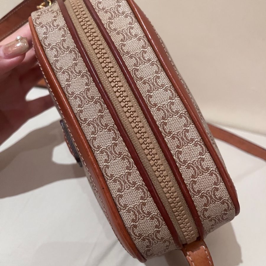 Celine 咖老花 凱旋門 vintage 古董包 中古包 稀有款 相機包 肩背包-2