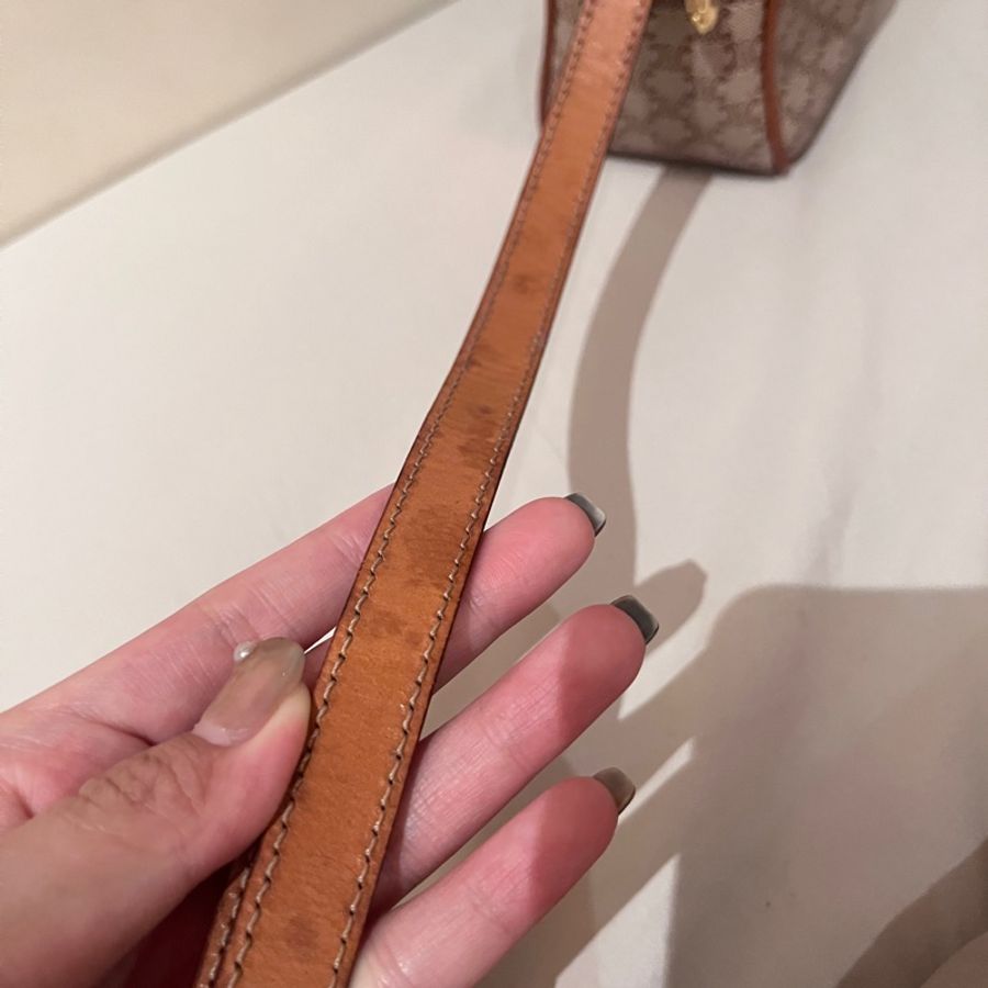 Celine 咖老花 凱旋門 vintage 古董包 中古包 稀有款 相機包 肩背包-17