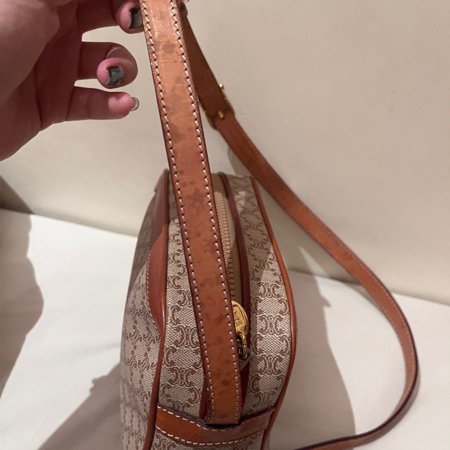 Celine 咖老花 凱旋門 vintage 古董包 中古包 稀有款 相機包 肩背包-20