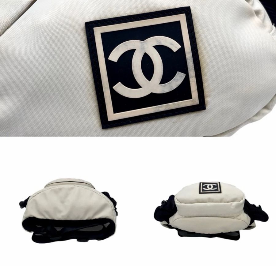 「JL精品代購」9新 Chanel黑白帆布Sports Line運動系列胸包腰包-5