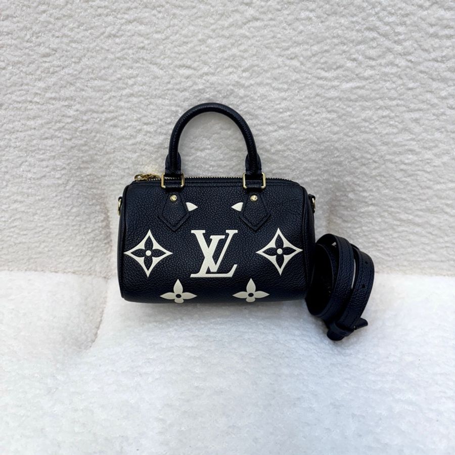 路易威登Nano Speedy LV黑拼米牛皮🖤迷你波士頓包 斜背手提兩用款 M81456-6