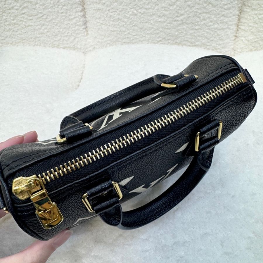 路易威登Nano Speedy LV黑拼米牛皮🖤迷你波士頓包 斜背手提兩用款 M81456-16