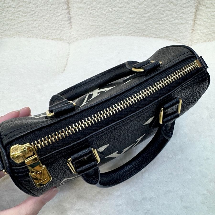 路易威登Nano Speedy LV黑拼米牛皮🖤迷你波士頓包 斜背手提兩用款 M81456-17