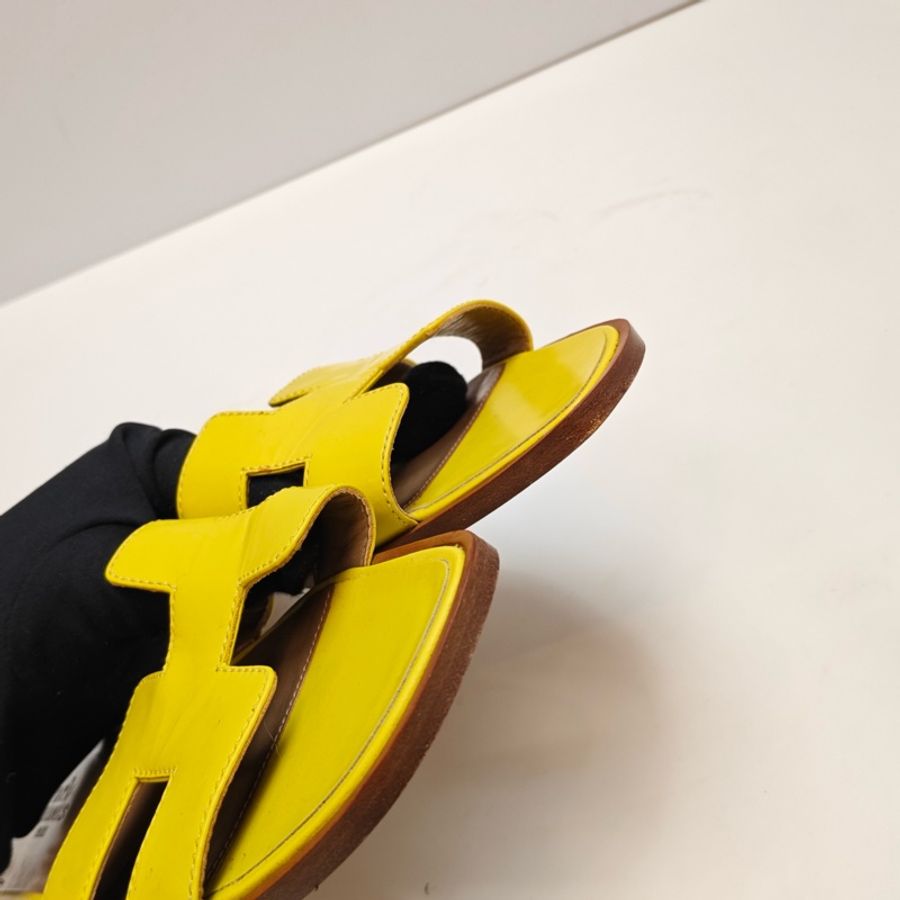 Hermes愛馬仕黃色H拖鞋-6