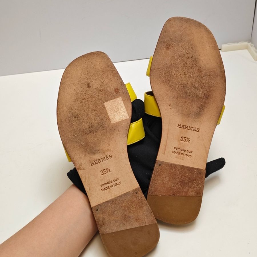 Hermes愛馬仕黃色H拖鞋-8
