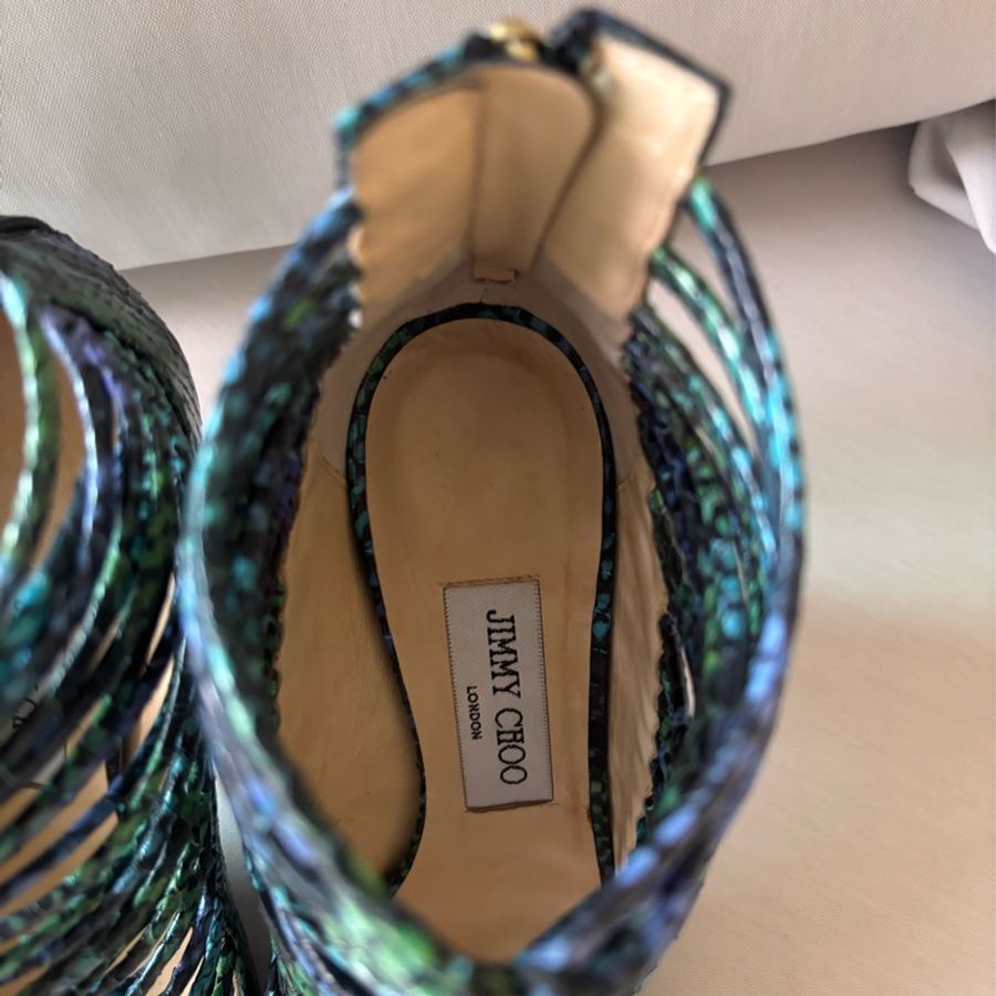 Jimmy Choo 綠色蛇皮壓花高跟鞋尺寸 37 1/2-12