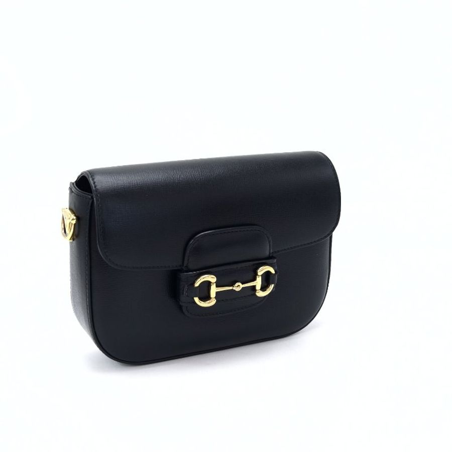 GUCCI 黑金Horsebit1955系列小號 肩背斜背包21*15*5 98新配件塵袋-2