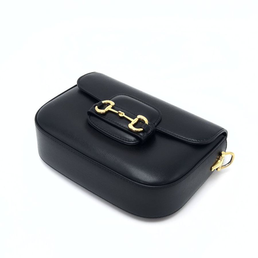 GUCCI 黑金Horsebit1955系列小號 肩背斜背包21*15*5 98新配件塵袋-5
