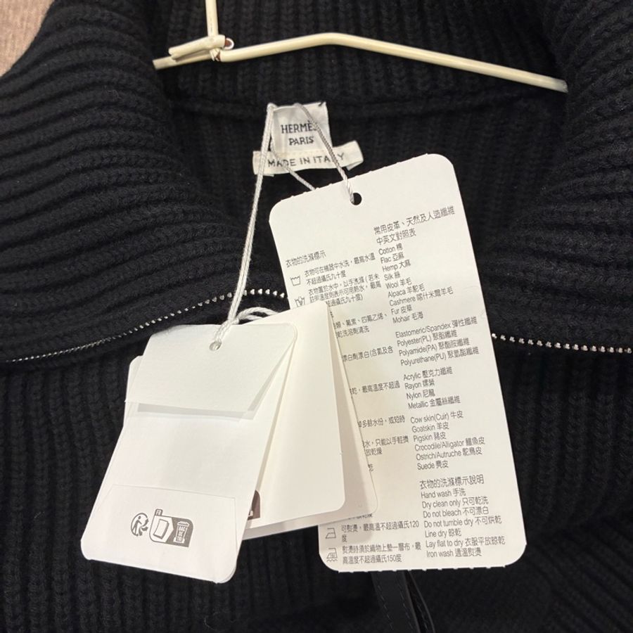 愛馬仕Hermes 必買 h皮革 針織羊絨黑色外套 尺寸38 吊牌在❤️-3