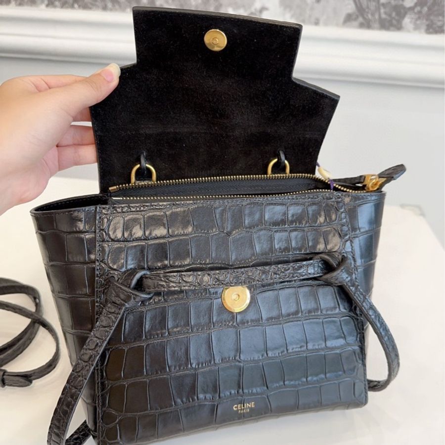 celine 賽琳 nano 鰐魚紋 鯰魚包 尺寸約20cm 附件:肩帶-7