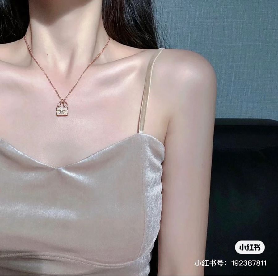 Hermes 玫瑰金满钻constance 康康项链-3