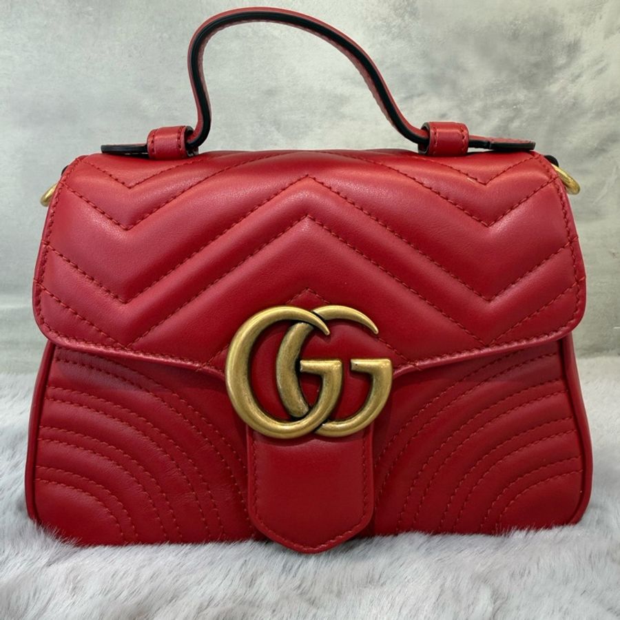 Gucci/古驰 GG Marmont 红金马蒙小号邮差包-0