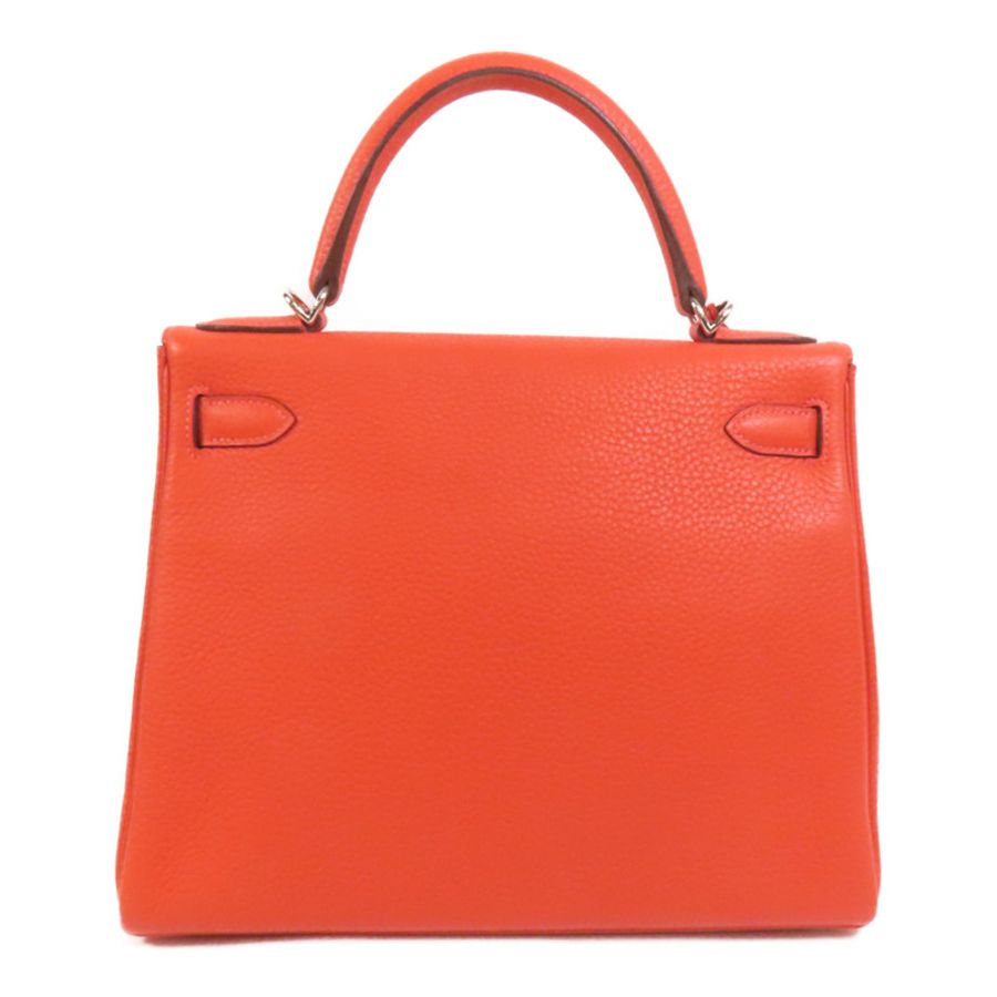 HERMES Clemence皮革Kelly 28銀扣手挽肩背兩用袋Rouge Pivoine-1