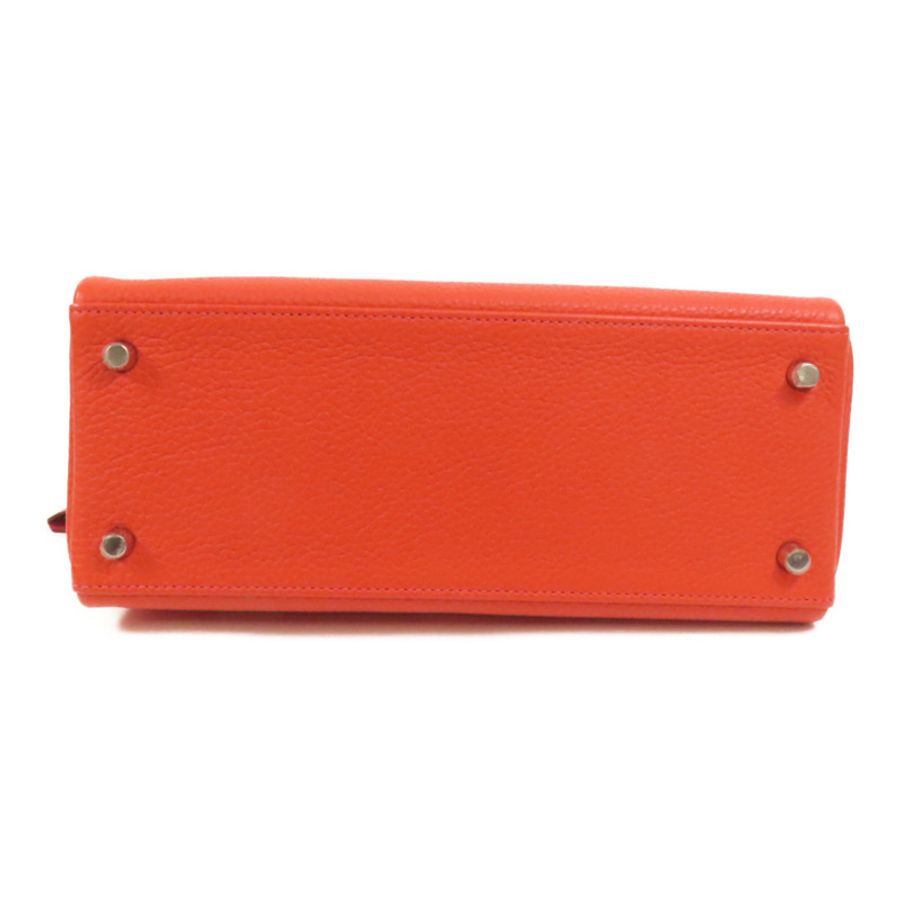 HERMES Clemence皮革Kelly 28銀扣手挽肩背兩用袋Rouge Pivoine-3