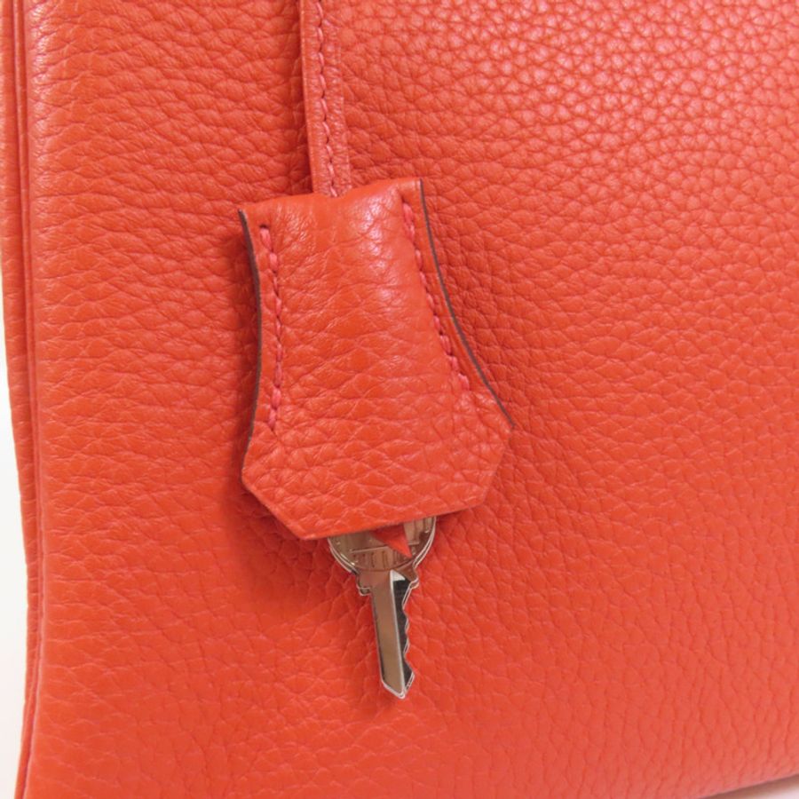 HERMES Clemence皮革Kelly 28銀扣手挽肩背兩用袋Rouge Pivoine-9