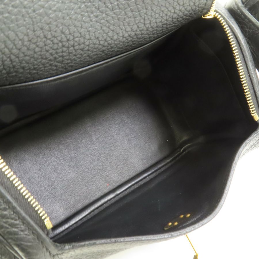 HERMES Clemence皮革Mini Lindy金扣手挽肩背兩用袋Noir-4
