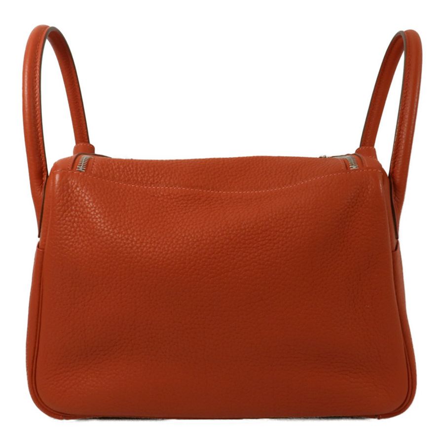 HERMES Clemence皮革Lindy 30手挽肩背兩用袋Orange Poppy-1