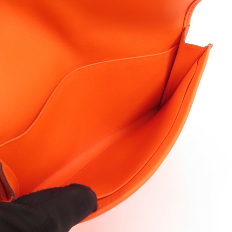 HERMES Swift皮革Jige Duo Clutch手拿包Orange Poppy-8