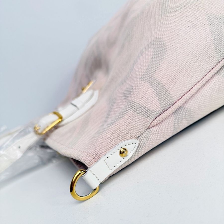 【近新閒置品】LV 路易威登 Louis Vuitton 大溪地系列櫻花粉大logo帆布托特包手提包-5