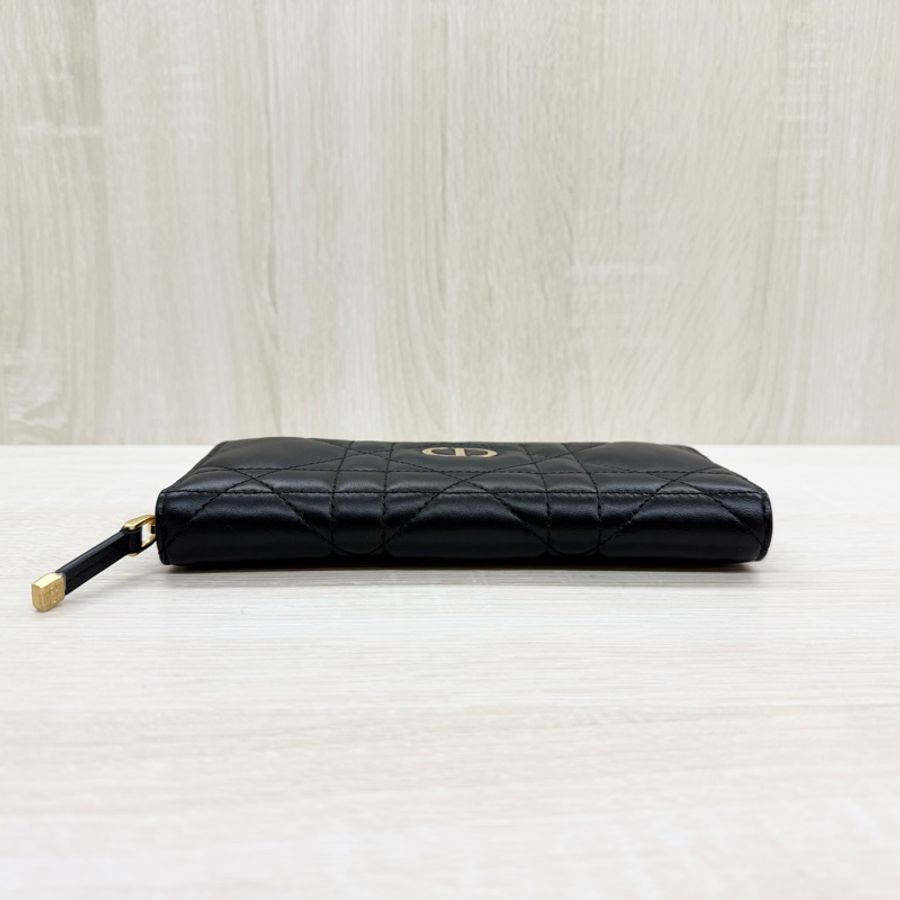 DIOR 26/2離櫃全新✨黑金羊皮Miss Caro Voyageur 薄款錢包-4