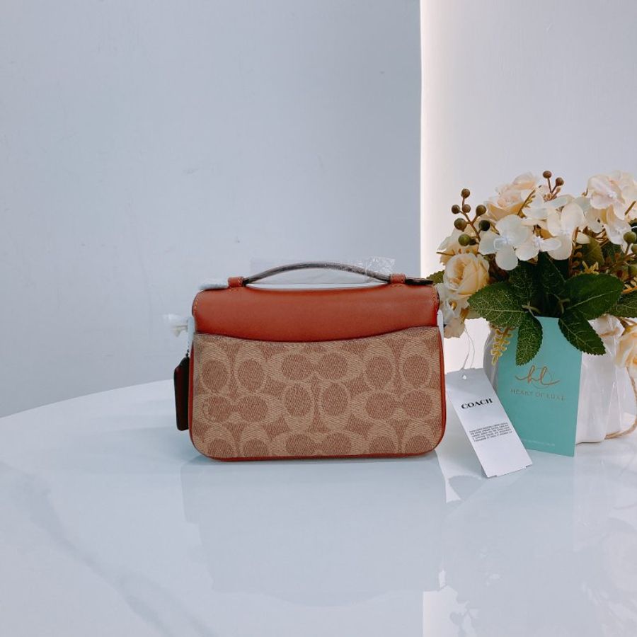 MS0663 Coach Cassie 17 Signature 3-Way Bag Canvas and Calfskin Tan x GHW-1